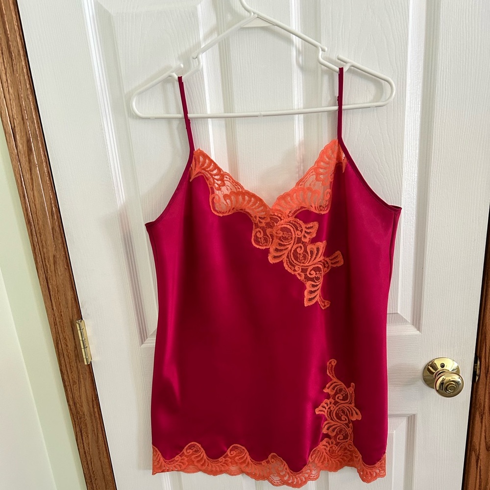 Valerie Stevens Pink and Orange Lace Trim Nightgown